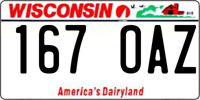 WI license plate 167OAZ