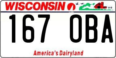 WI license plate 167OBA