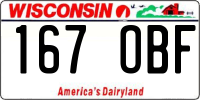 WI license plate 167OBF