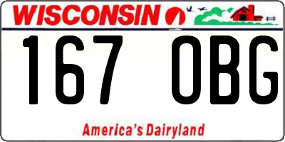 WI license plate 167OBG