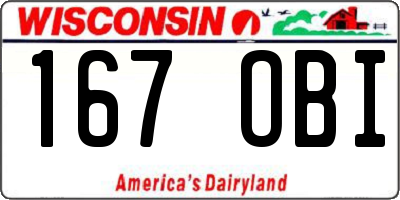WI license plate 167OBI