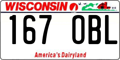 WI license plate 167OBL