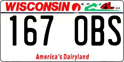 WI license plate 167OBS