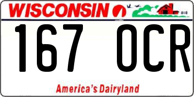 WI license plate 167OCR