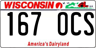 WI license plate 167OCS