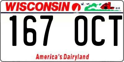 WI license plate 167OCT