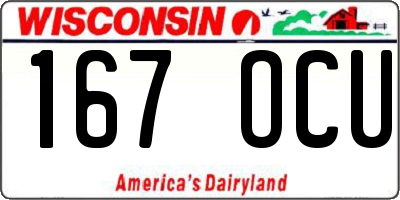 WI license plate 167OCU