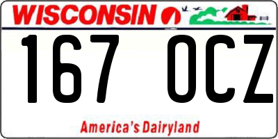 WI license plate 167OCZ