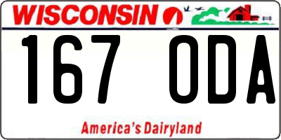 WI license plate 167ODA