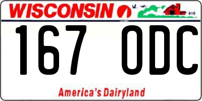 WI license plate 167ODC