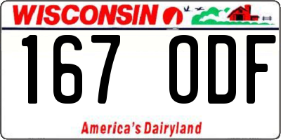 WI license plate 167ODF