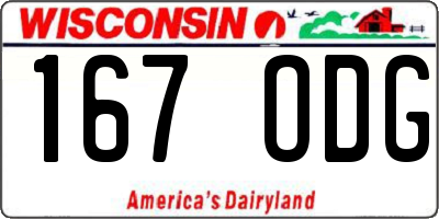 WI license plate 167ODG