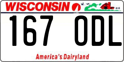 WI license plate 167ODL