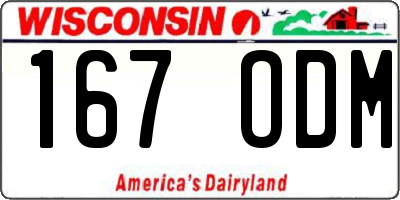 WI license plate 167ODM