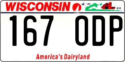 WI license plate 167ODP
