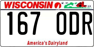 WI license plate 167ODR