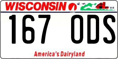 WI license plate 167ODS