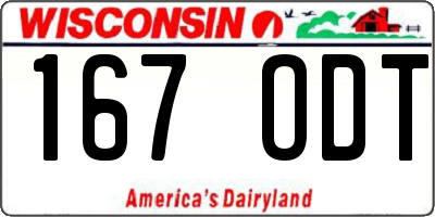 WI license plate 167ODT