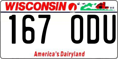 WI license plate 167ODU