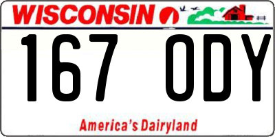 WI license plate 167ODY