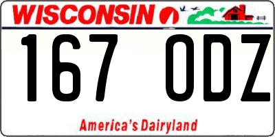WI license plate 167ODZ