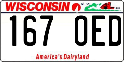 WI license plate 167OED