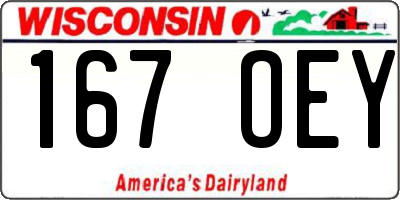 WI license plate 167OEY