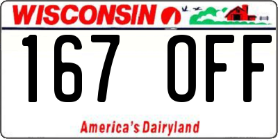 WI license plate 167OFF
