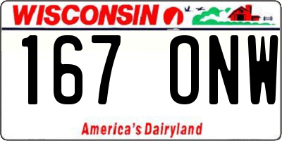 WI license plate 167ONW