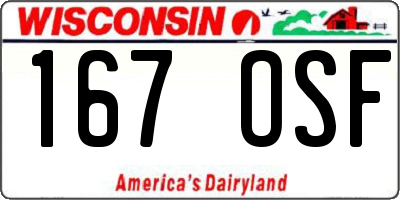 WI license plate 167OSF