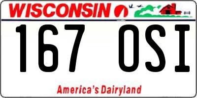 WI license plate 167OSI