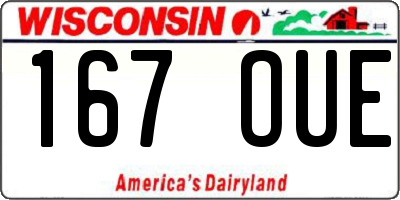 WI license plate 167OUE