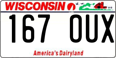 WI license plate 167OUX