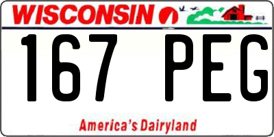 WI license plate 167PEG