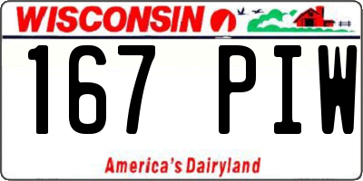 WI license plate 167PIW