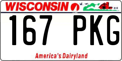 WI license plate 167PKG