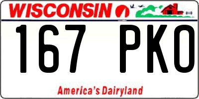 WI license plate 167PKO