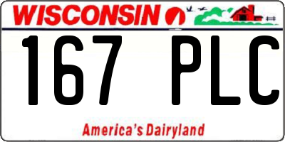 WI license plate 167PLC