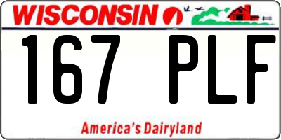 WI license plate 167PLF