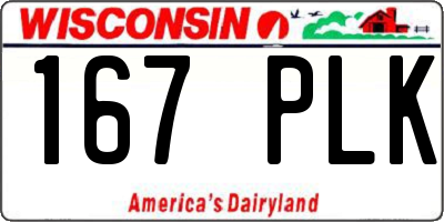 WI license plate 167PLK