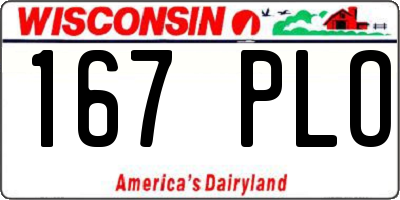 WI license plate 167PLO
