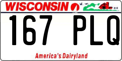 WI license plate 167PLQ