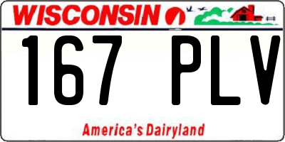 WI license plate 167PLV