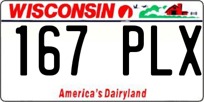 WI license plate 167PLX