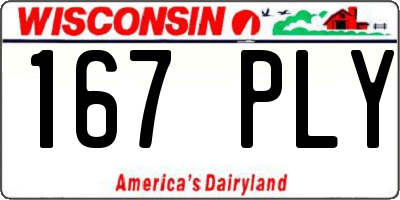 WI license plate 167PLY