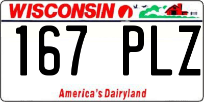 WI license plate 167PLZ