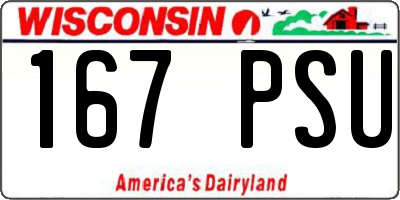 WI license plate 167PSU