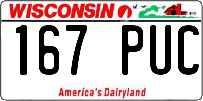 WI license plate 167PUC