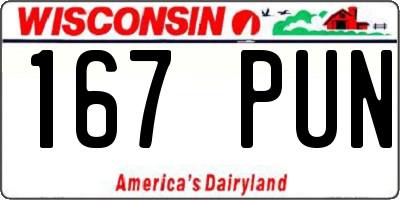 WI license plate 167PUN