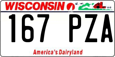 WI license plate 167PZA